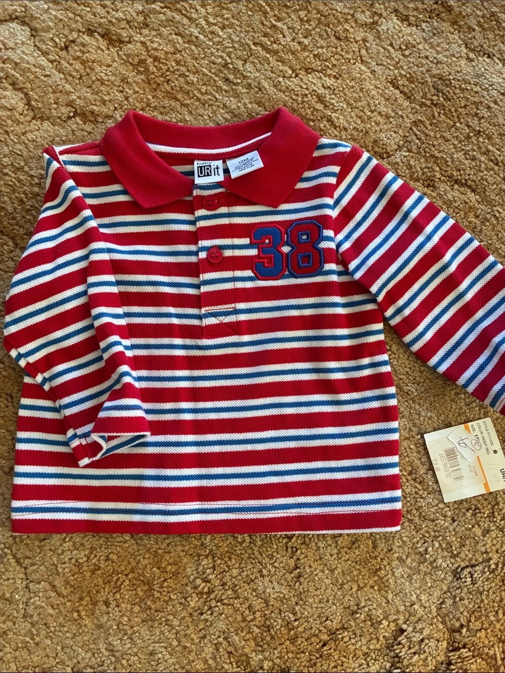 Vintage Deadstock Baby UR it red, white and blue striped polo